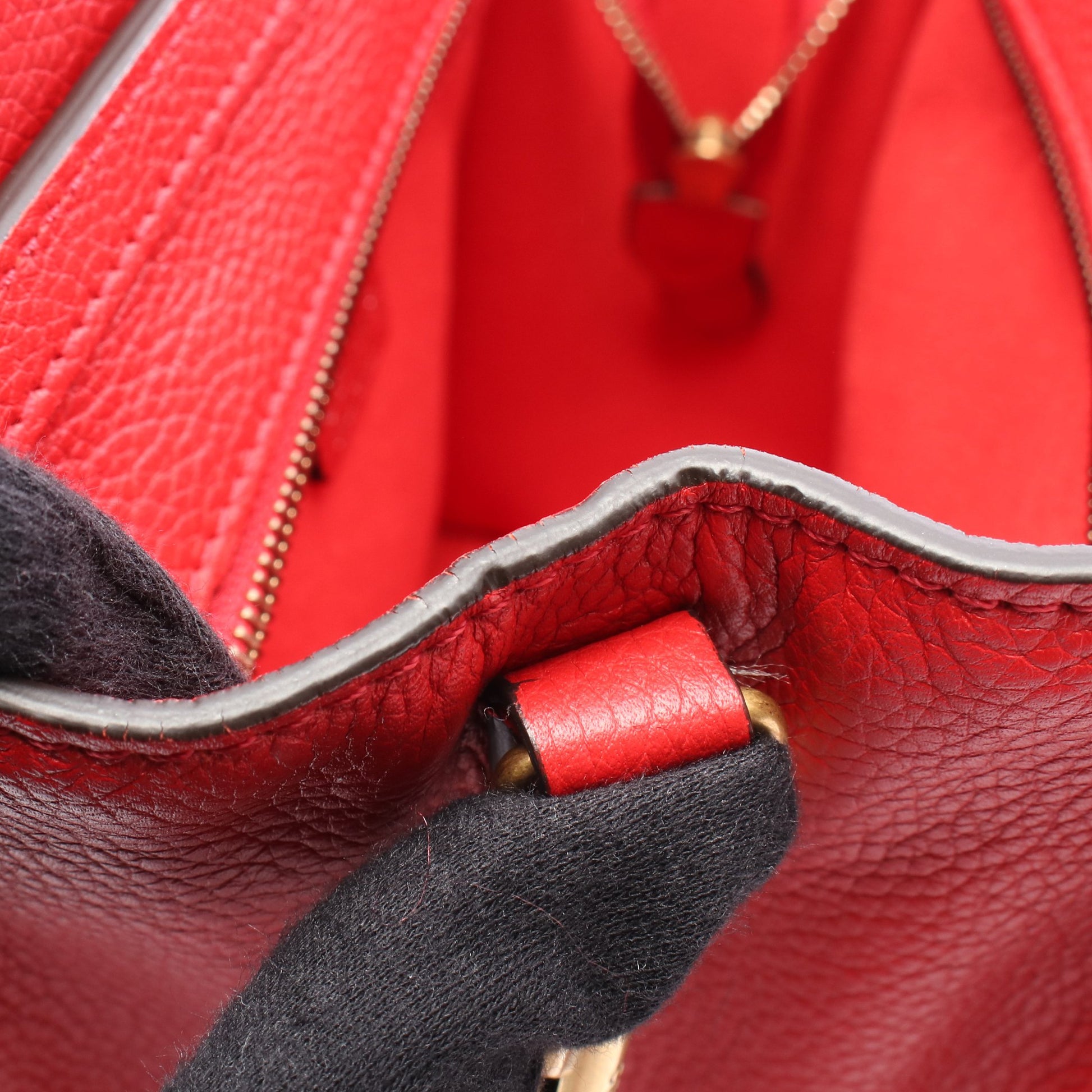 ラゲージ ナノショッパー ハンドバッグ レザー レッド 2WAY セリーヌ バッグ CELINE