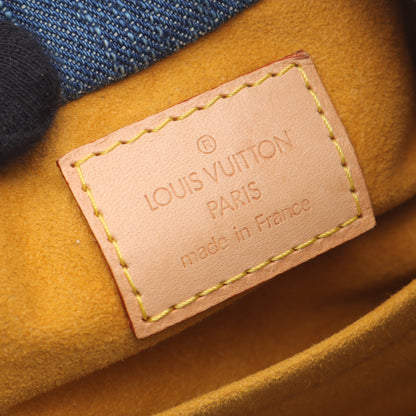 プリーティ モノグラムデニム ハンドバッグ デニム レザー ブルー ルイヴィトン バッグ LOUIS VUITTON