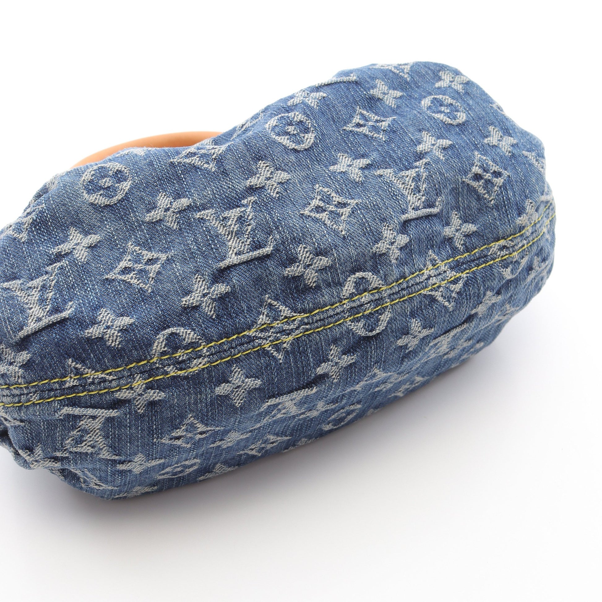 プリーティ モノグラムデニム ハンドバッグ デニム レザー ブルー ルイヴィトン バッグ LOUIS VUITTON