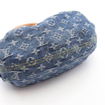 プリーティ モノグラムデニム ハンドバッグ デニム レザー ブルー ルイヴィトン バッグ LOUIS VUITTON