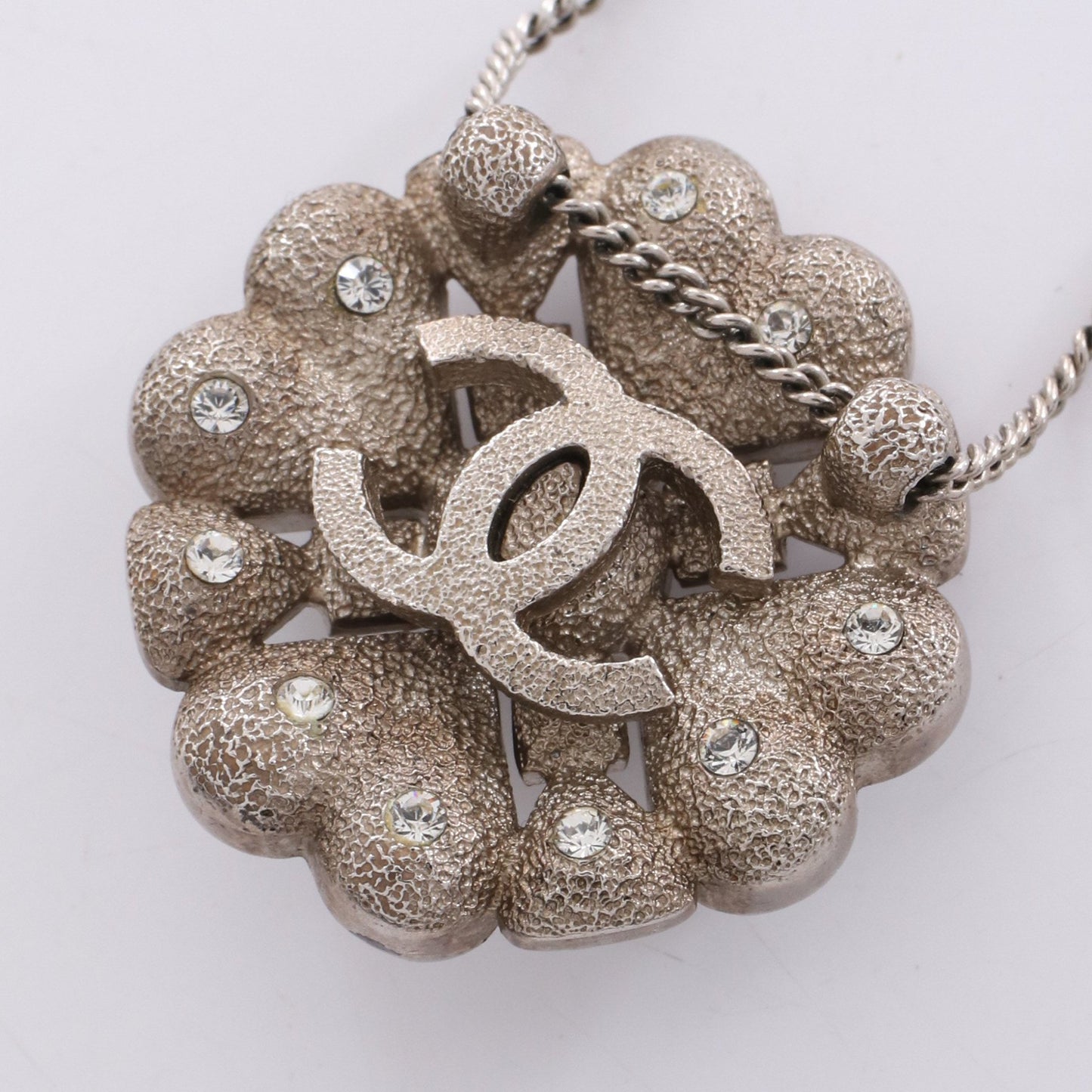 クローバー ココマーク ネックレス クリスタル シルバー クリア 08A シャネル アクセサリー CHANEL