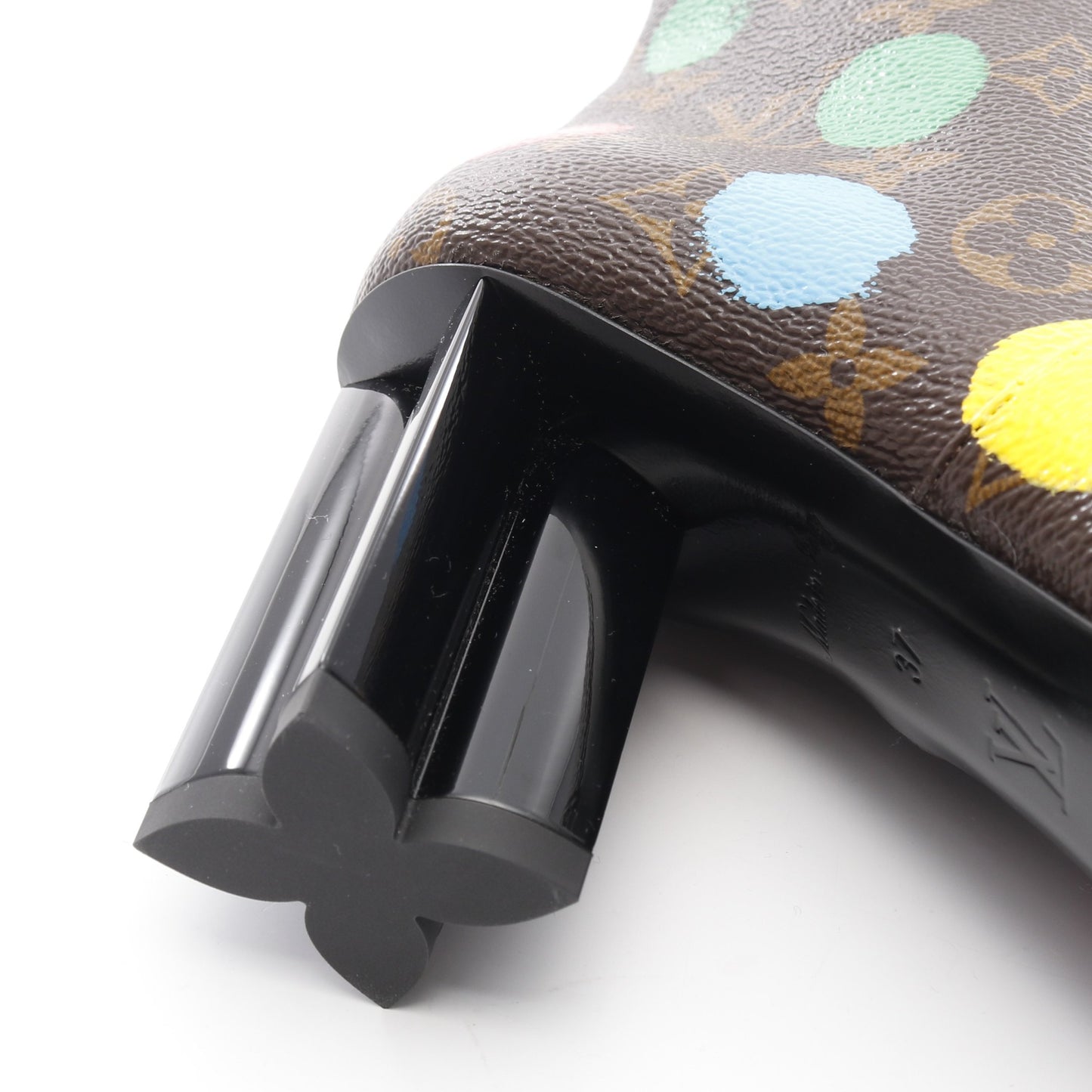 LV × YK ペインティッドドット モノグラム ショート ブーツ PVC ブラウン マルチカラー 草間彌生コラボ ルイヴィトン シューズ LOUIS VUITTON