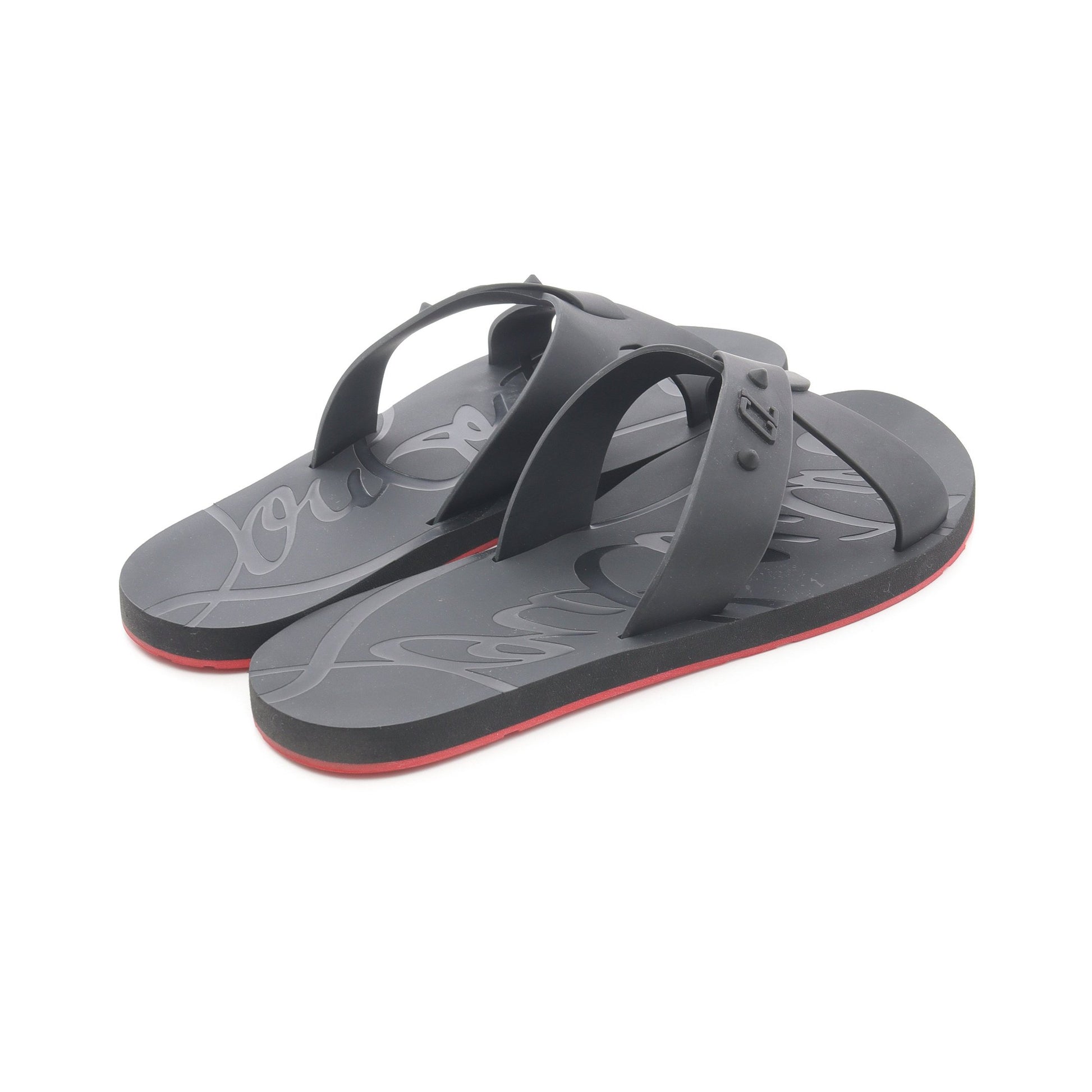 Loubi Cross スライドサンダル ラバー ブラック クリスチャンルブタン シューズ Christian Louboutin