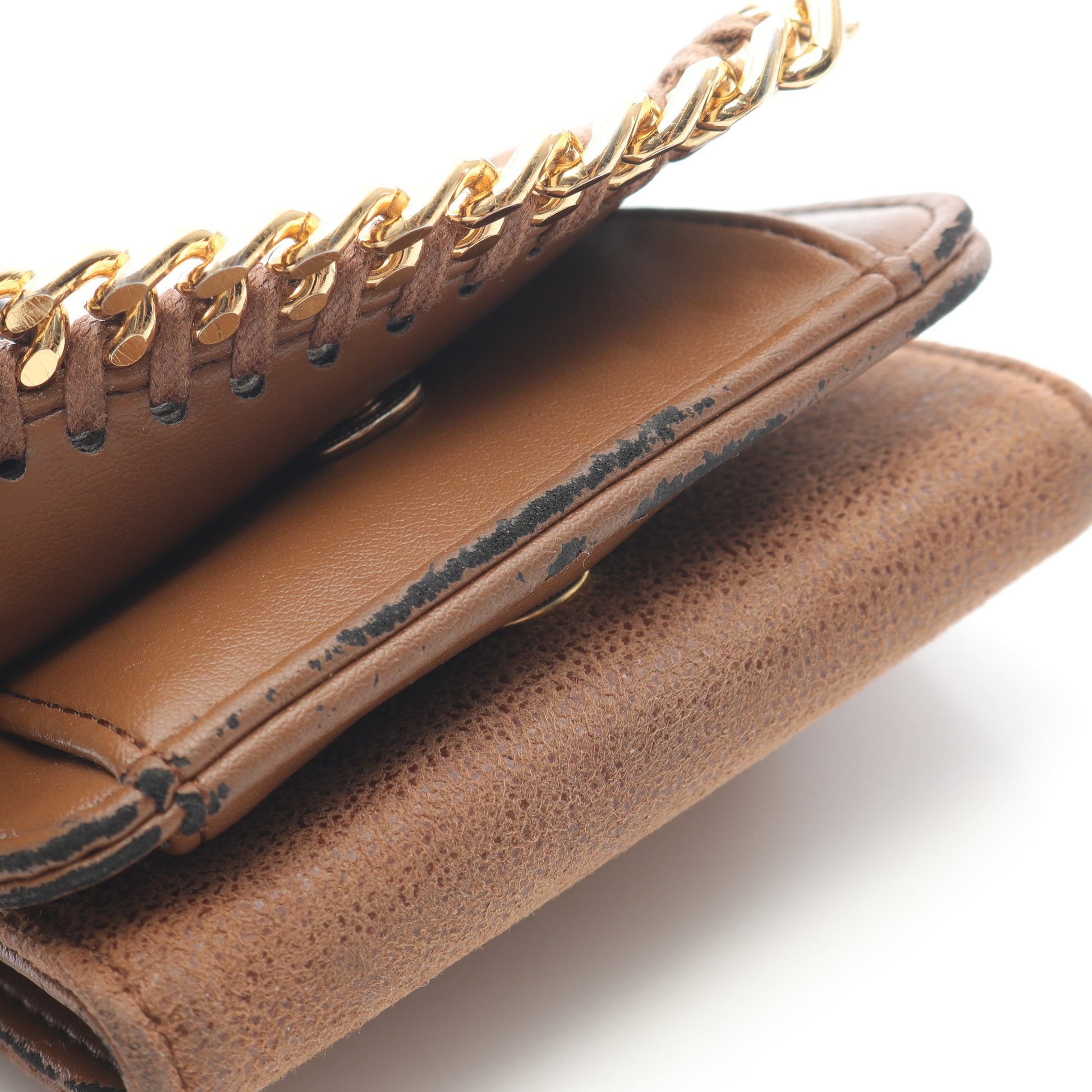 ファラベラ ミニウォレット 三つ折り財布 フェイクレザー ブラウン  