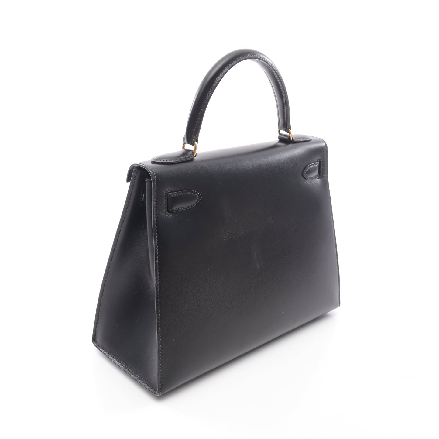 ケリー28 ハンドバッグ ボックスカーフ ブラック ゴールド金具 2WAY ○W刻印 エルメス バッグ HERMES
