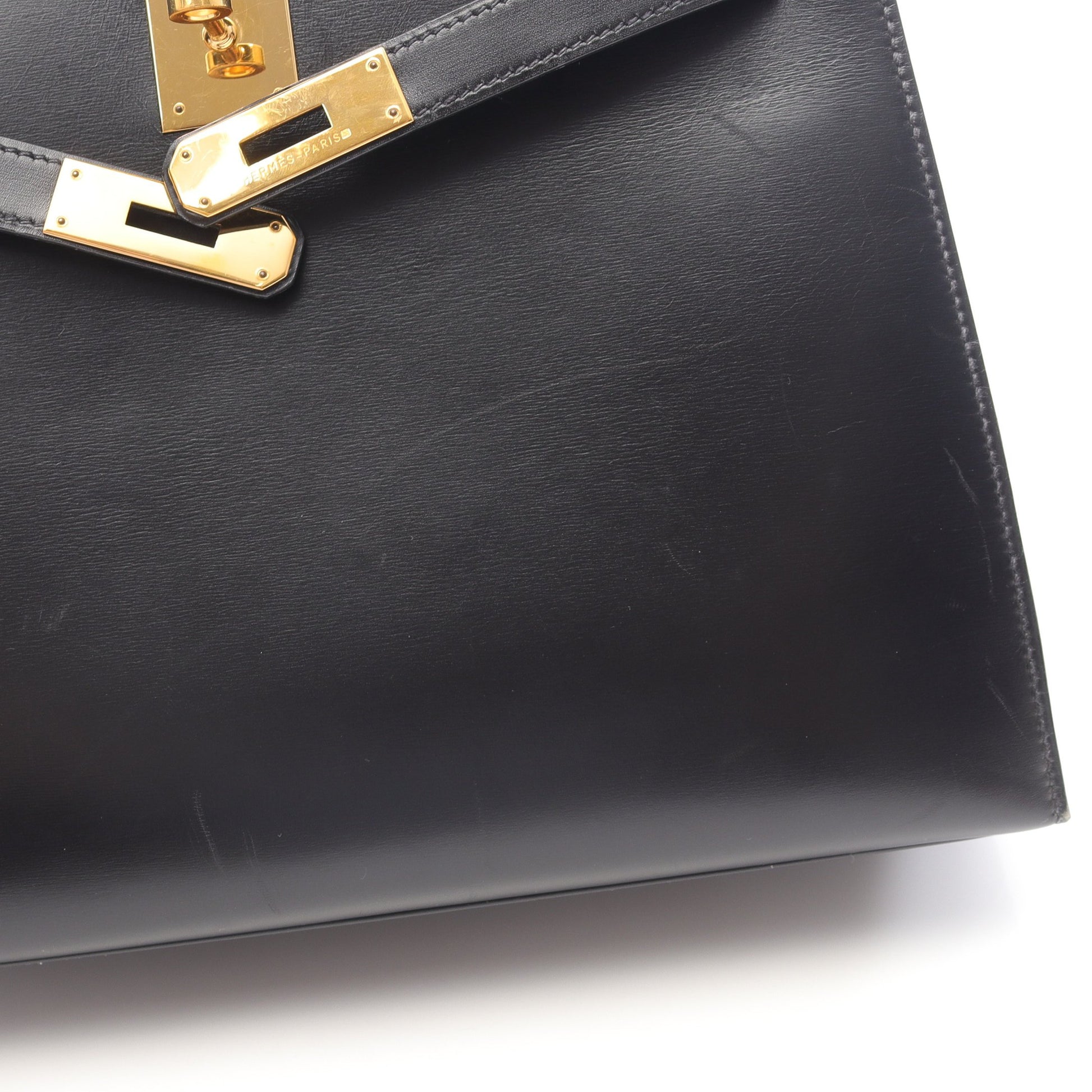 ケリー28 ハンドバッグ ボックスカーフ ブラック ゴールド金具 2WAY ○W刻印 エルメス バッグ HERMES