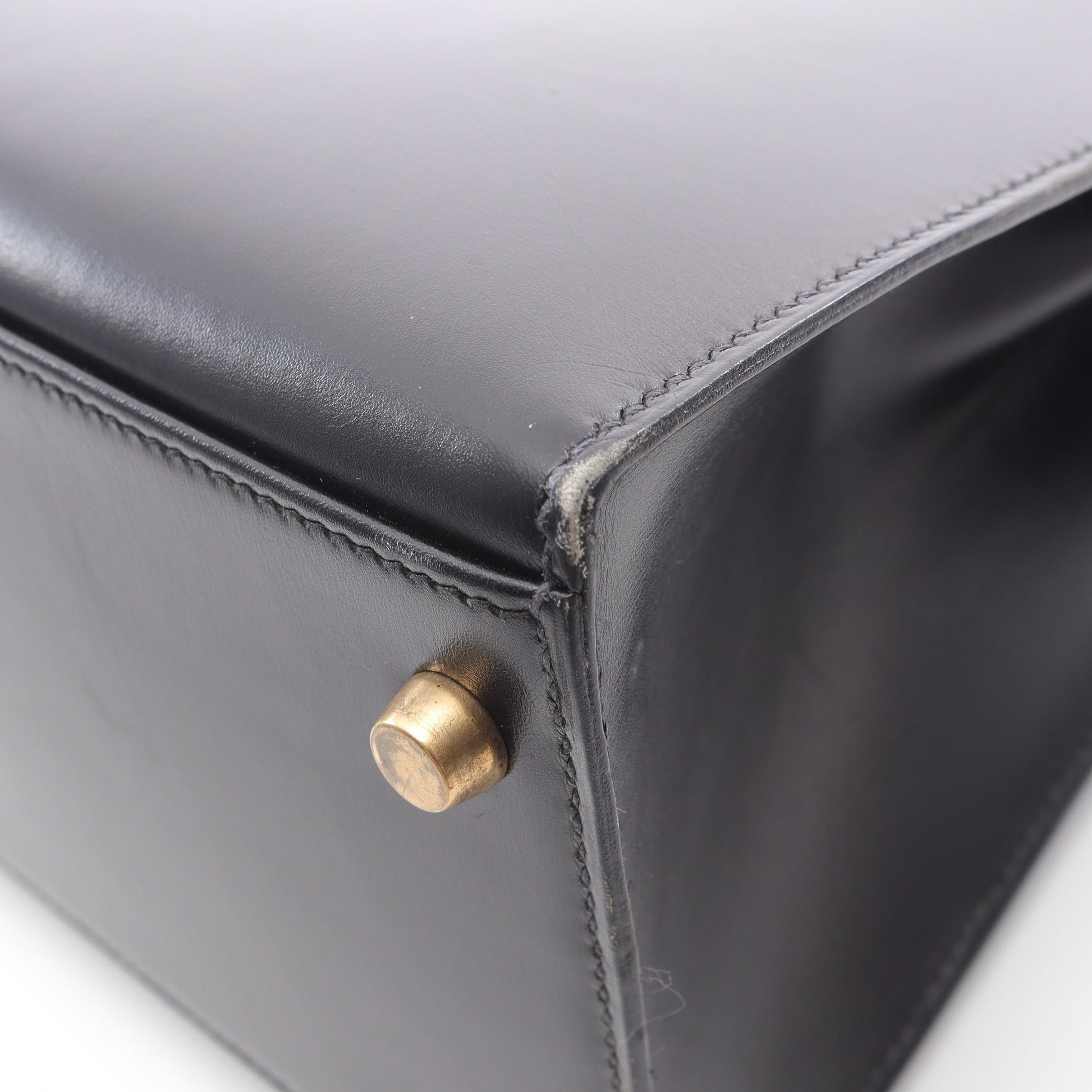 ケリー28 ハンドバッグ ボックスカーフ ブラック ゴールド金具 2WAY ○W刻印 エルメス バッグ HERMES