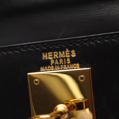 ケリー28 ハンドバッグ ボックスカーフ ブラック ゴールド金具 2WAY ○W刻印 エルメス バッグ HERMES