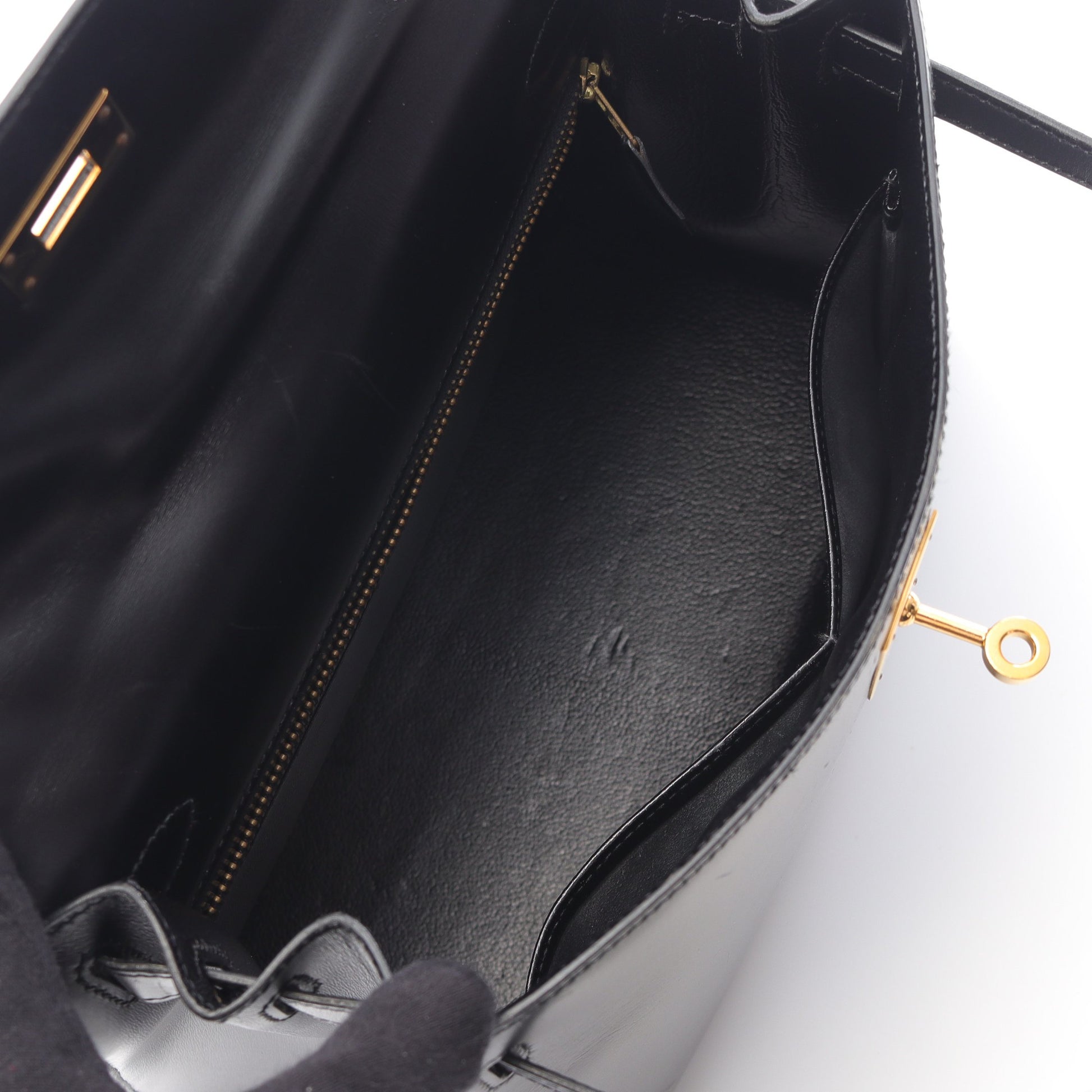 ケリー28 ハンドバッグ ボックスカーフ ブラック ゴールド金具 2WAY ○W刻印 エルメス バッグ HERMES