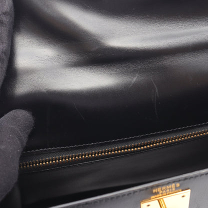 ケリー28 ハンドバッグ ボックスカーフ ブラック ゴールド金具 2WAY ○W刻印 エルメス バッグ HERMES