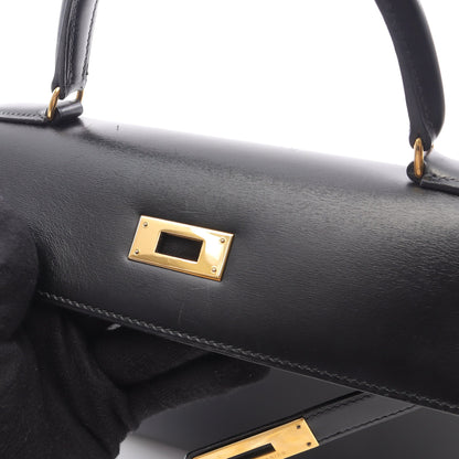 ケリー28 ハンドバッグ ボックスカーフ ブラック ゴールド金具 2WAY ○W刻印 エルメス バッグ HERMES