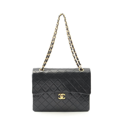 マトラッセ Wフラップ Wチェーンショルダーバッグ ラムスキン ブラック ゴールド金具 ヴィンテージ シャネル バッグ CHANEL