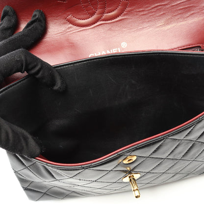 マトラッセ Wフラップ Wチェーンショルダーバッグ ラムスキン ブラック ゴールド金具 ヴィンテージ シャネル バッグ CHANEL