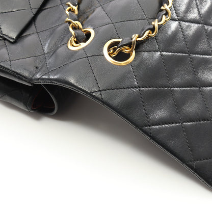 マトラッセ Wフラップ Wチェーンショルダーバッグ ラムスキン ブラック ゴールド金具 ヴィンテージ シャネル バッグ CHANEL