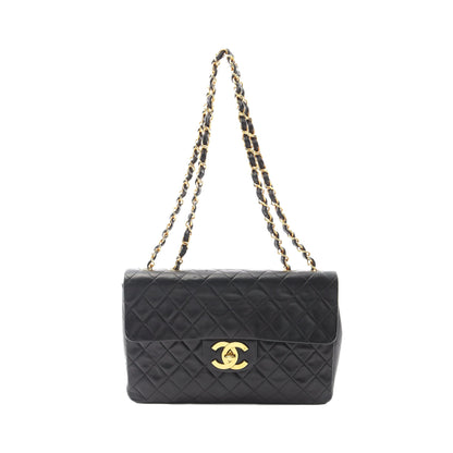 デカマトラッセ34 Wチェーンショルダーバッグ ラムスキン ブラック ゴールド金具 ヴィンテージ シャネル バッグ CHANEL