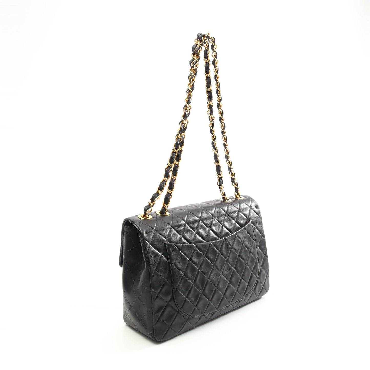 デカマトラッセ34 Wチェーンショルダーバッグ ラムスキン ブラック ゴールド金具 ヴィンテージ シャネル バッグ CHANEL