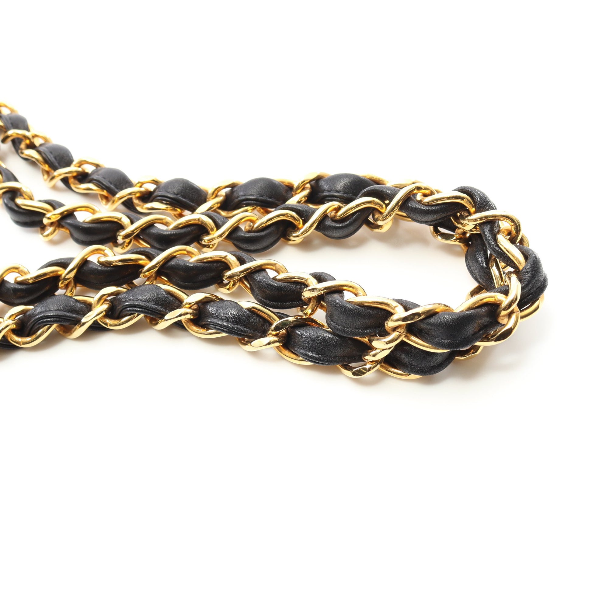 デカマトラッセ34 Wチェーンショルダーバッグ ラムスキン ブラック ゴールド金具 ヴィンテージ シャネル バッグ CHANEL