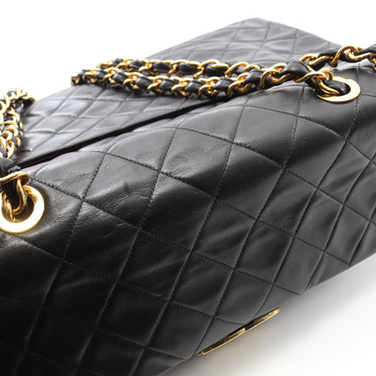 デカマトラッセ34 Wチェーンショルダーバッグ ラムスキン ブラック ゴールド金具 ヴィンテージ シャネル バッグ CHANEL