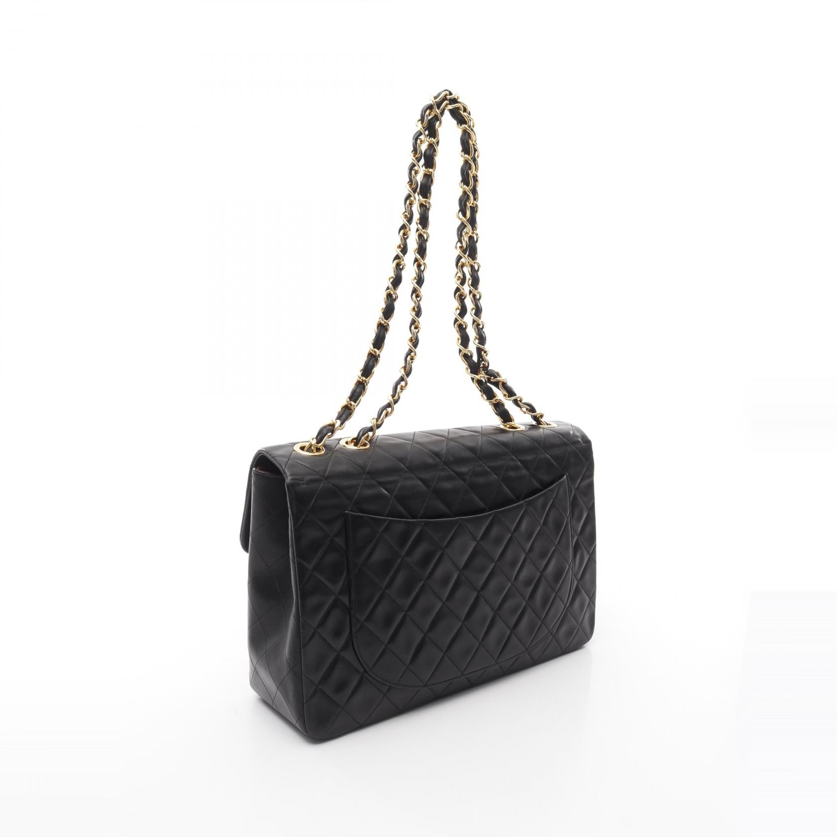 デカマトラッセ34 Wチェーンショルダーバッグ ラムスキン ブラック ゴールド金具 シャネル バッグ CHANEL