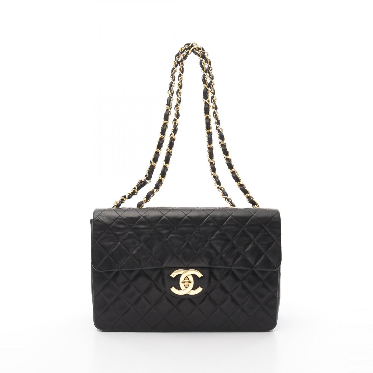 デカマトラッセ34 Wチェーンショルダーバッグ ラムスキン ブラック ゴールド金具 シャネル バッグ CHANEL