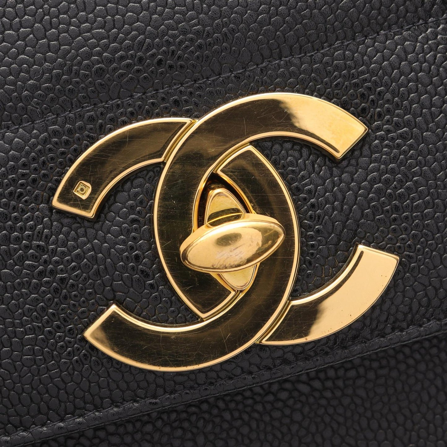マドモアゼル ハンドバッグ キャビアスキン ブラック ゴールド金具 シャネル バッグ CHANEL