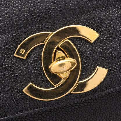 マドモアゼル ハンドバッグ キャビアスキン ブラック ゴールド金具 シャネル バッグ CHANEL