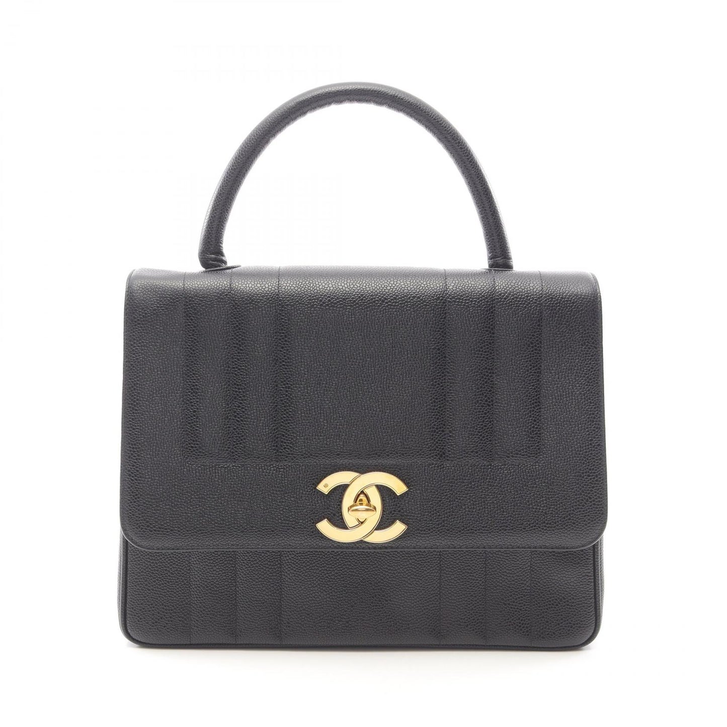 マドモアゼル ハンドバッグ キャビアスキン ブラック ゴールド金具 シャネル バッグ CHANEL