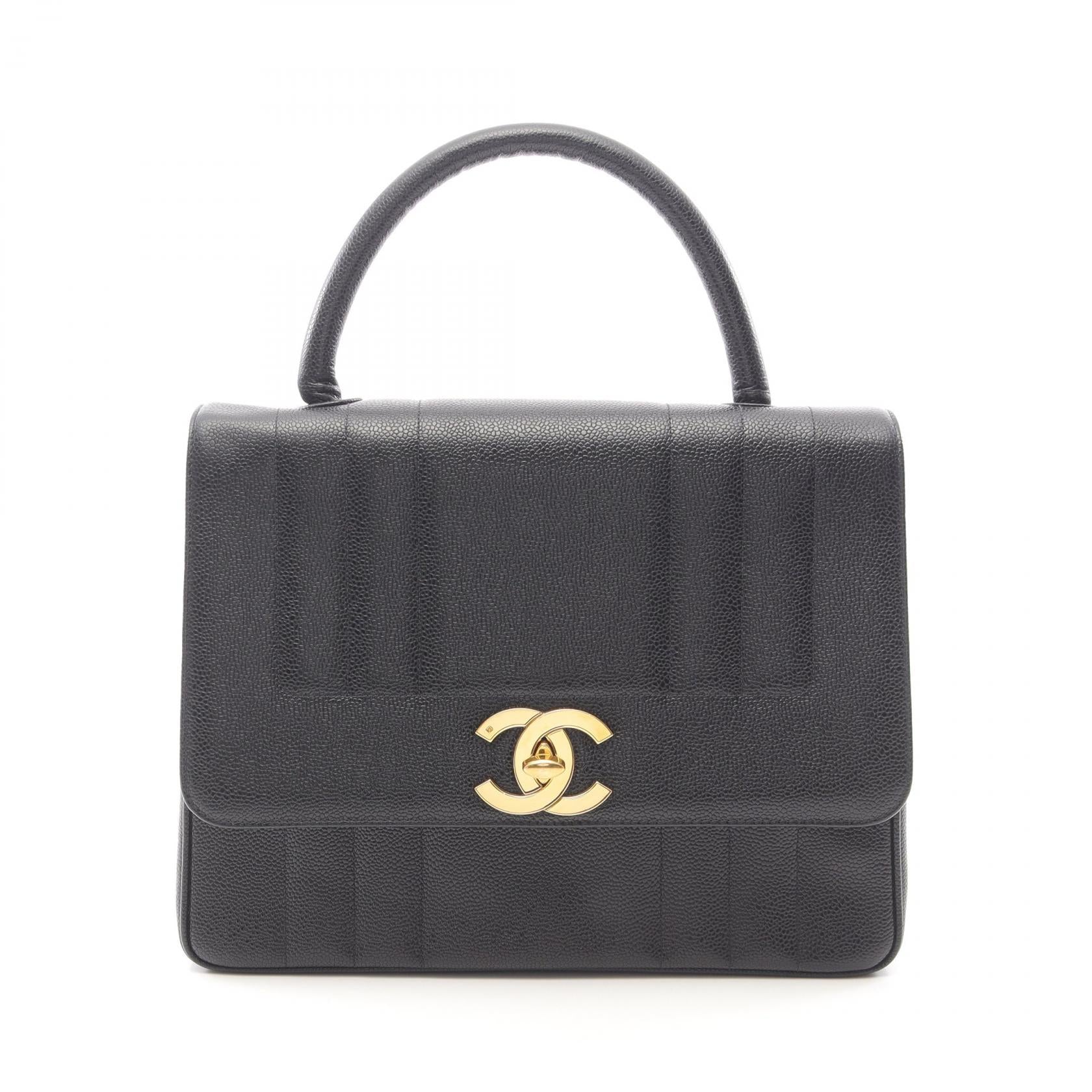 マドモアゼル ハンドバッグ キャビアスキン ブラック ゴールド金具 シャネル バッグ CHANEL