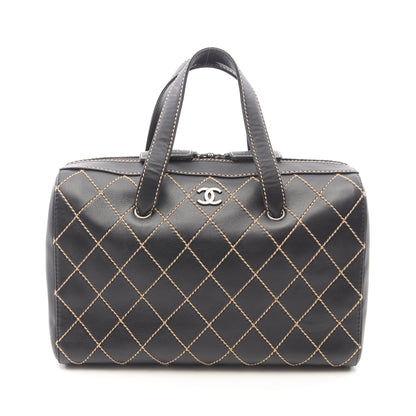 ワイルドステッチ ハンドバッグ ミニボストンバッグ レザー ブラック ゴールド金具 シャネル バッグ CHANEL