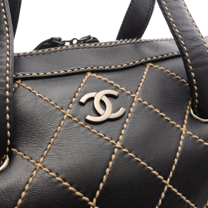 ワイルドステッチ ハンドバッグ ミニボストンバッグ レザー ブラック ゴールド金具 シャネル バッグ CHANEL