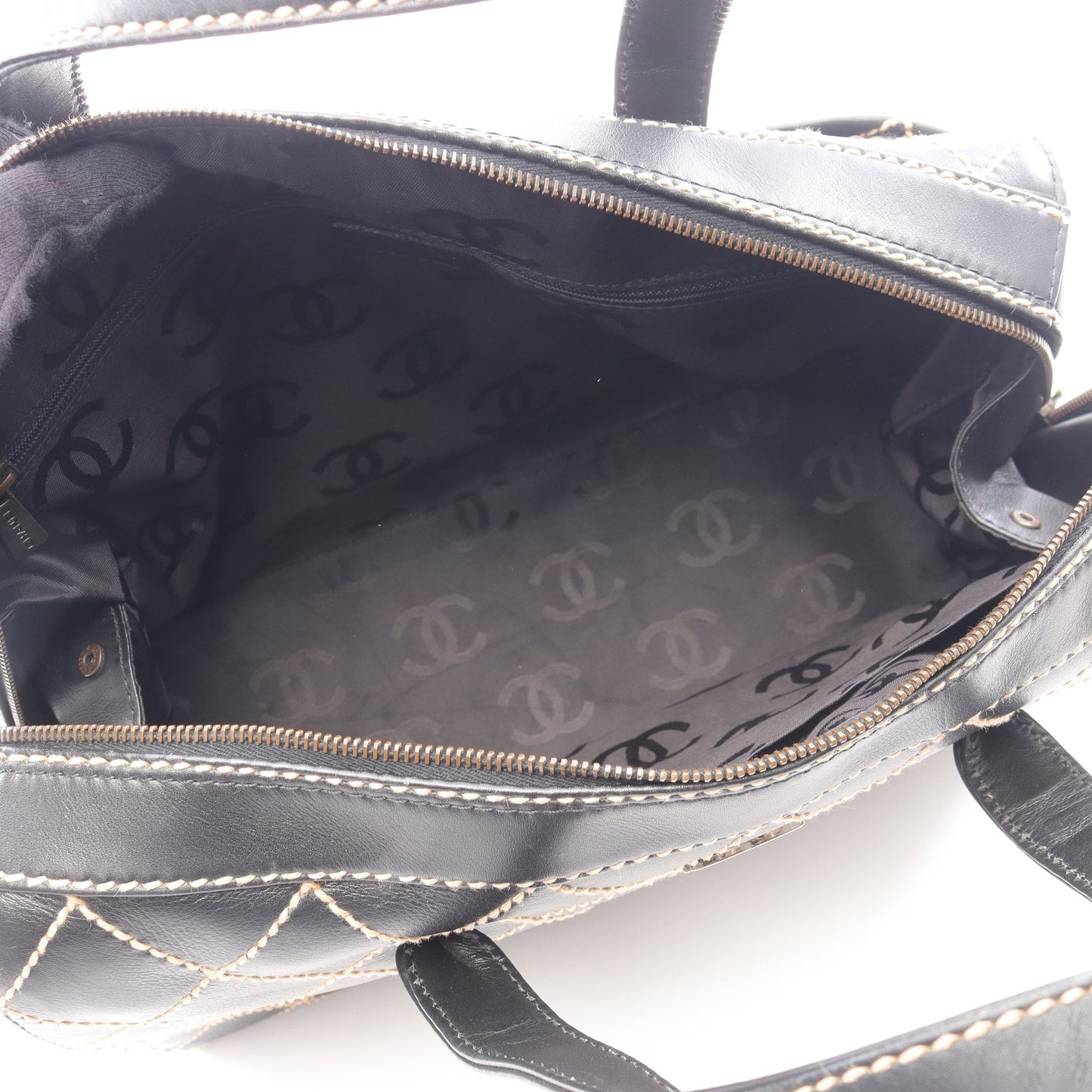 ワイルドステッチ ハンドバッグ ミニボストンバッグ レザー ブラック ゴールド金具 シャネル バッグ CHANEL