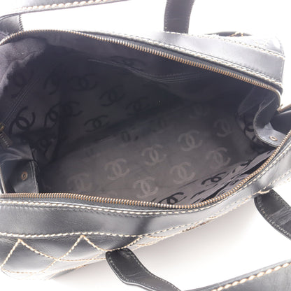 ワイルドステッチ ハンドバッグ ミニボストンバッグ レザー ブラック ゴールド金具 シャネル バッグ CHANEL