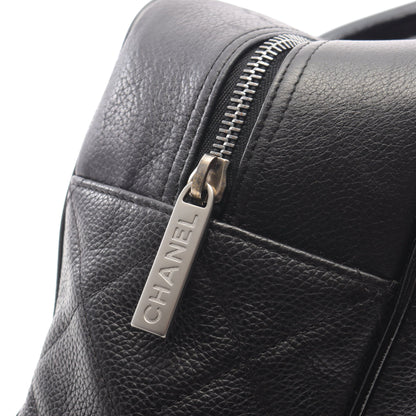 マトラッセ ロゴ ミニボストンバッグ ハンドバッグ キャビアスキン ブラック シルバー金具 シャネル バッグ CHANEL
