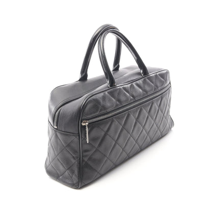 マトラッセ ロゴ ミニボストンバッグ ハンドバッグ キャビアスキン ブラック シルバー金具 シャネル バッグ CHANEL