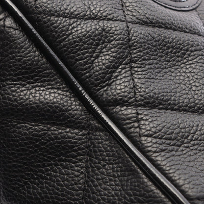 マトラッセ ロゴ ミニボストンバッグ ハンドバッグ キャビアスキン ブラック シルバー金具 シャネル バッグ CHANEL
