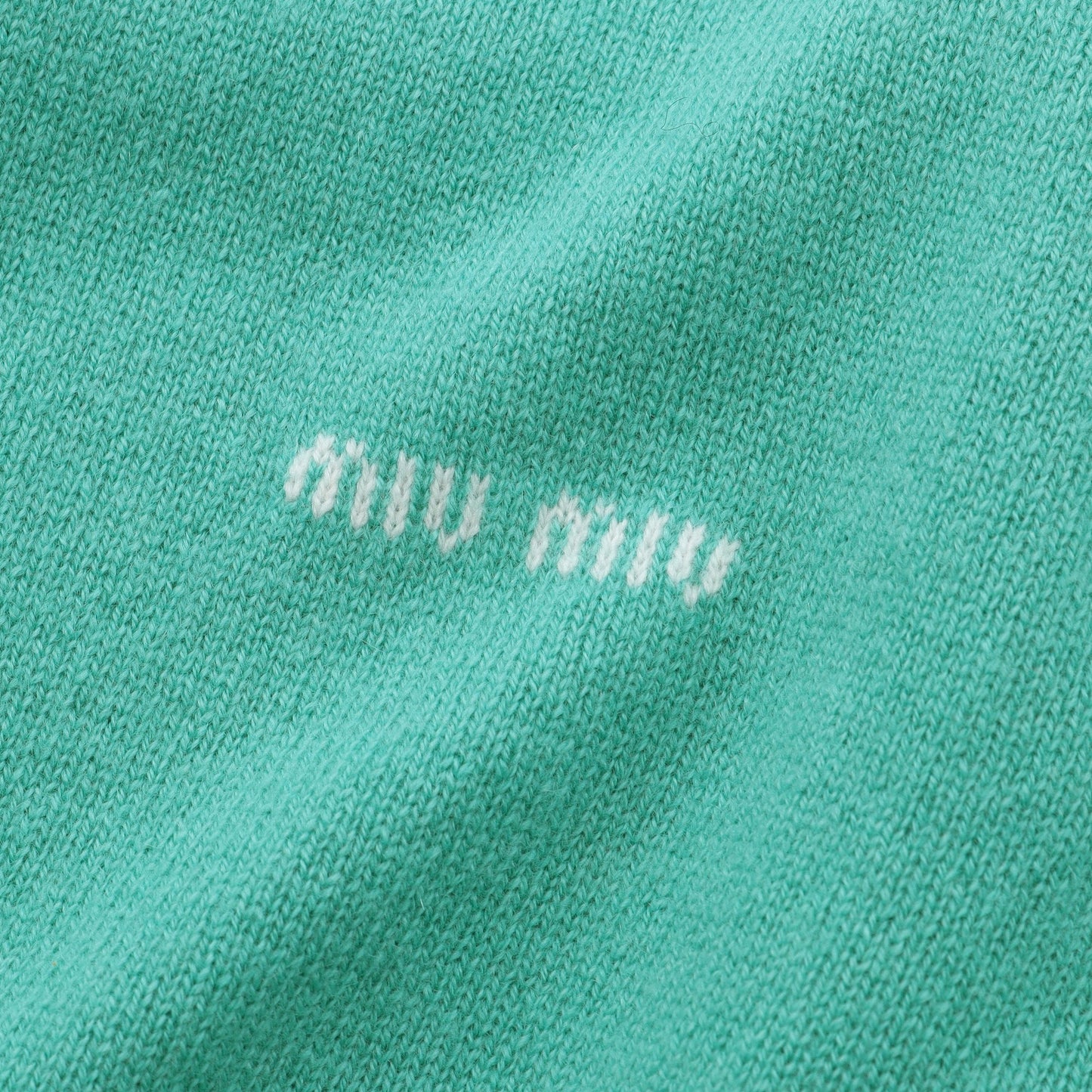 ロゴ カーディガン カシミヤ シルク エメラルドグリーン ミュウミュウ トップス miu miu