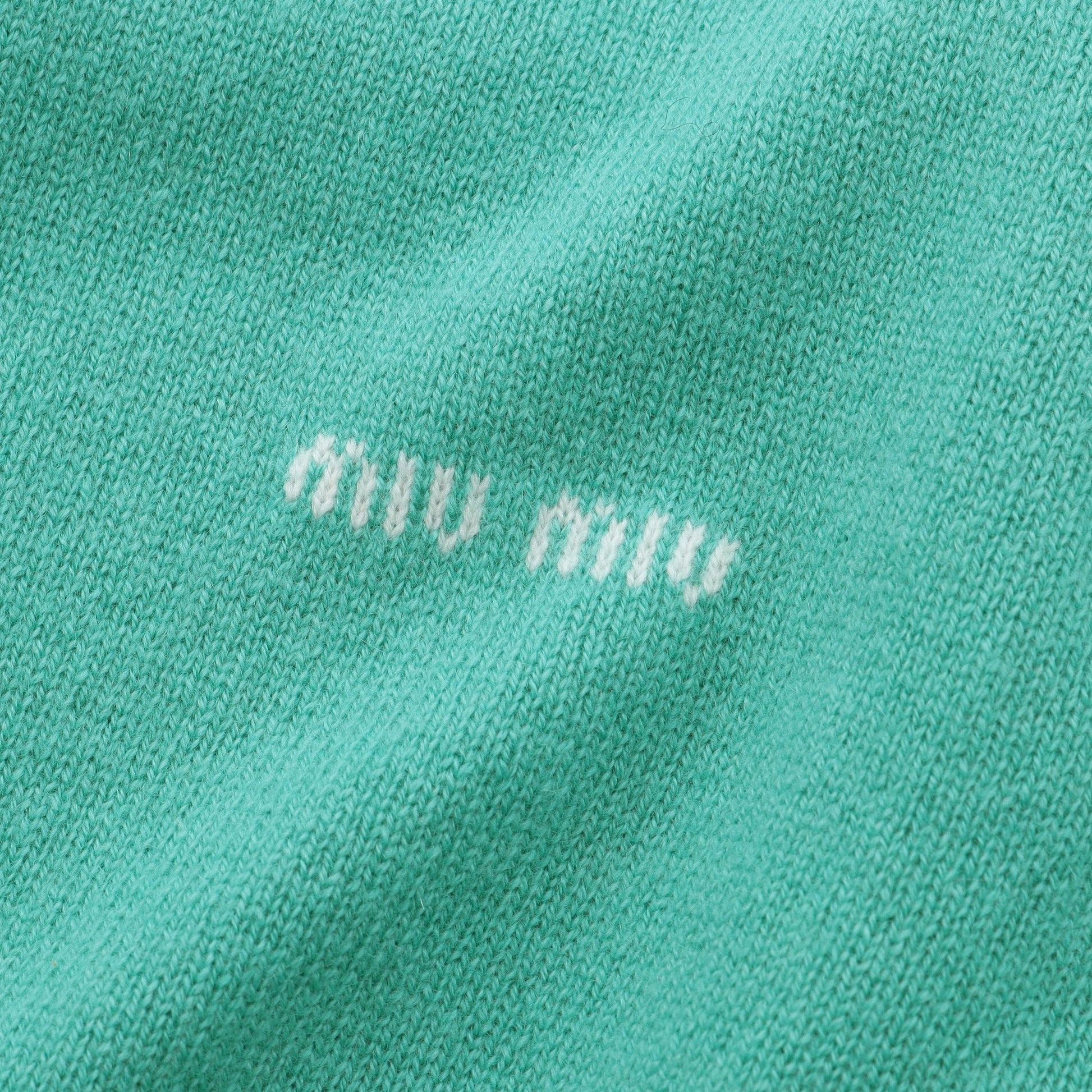 ロゴ カーディガン カシミヤ シルク エメラルドグリーン ミュウミュウ トップス miu miu