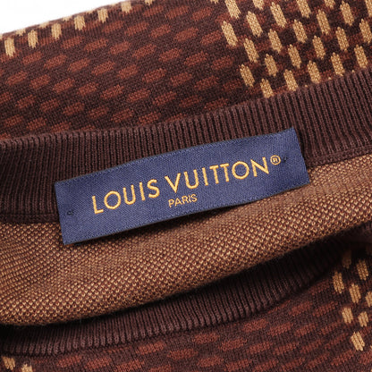 ショートスリーブコットンダミエクルーネックウィズストラスLVパッチ Tシャツ コットン ブラウン 24SS ルイヴィトン トップス LOUIS VUITTON