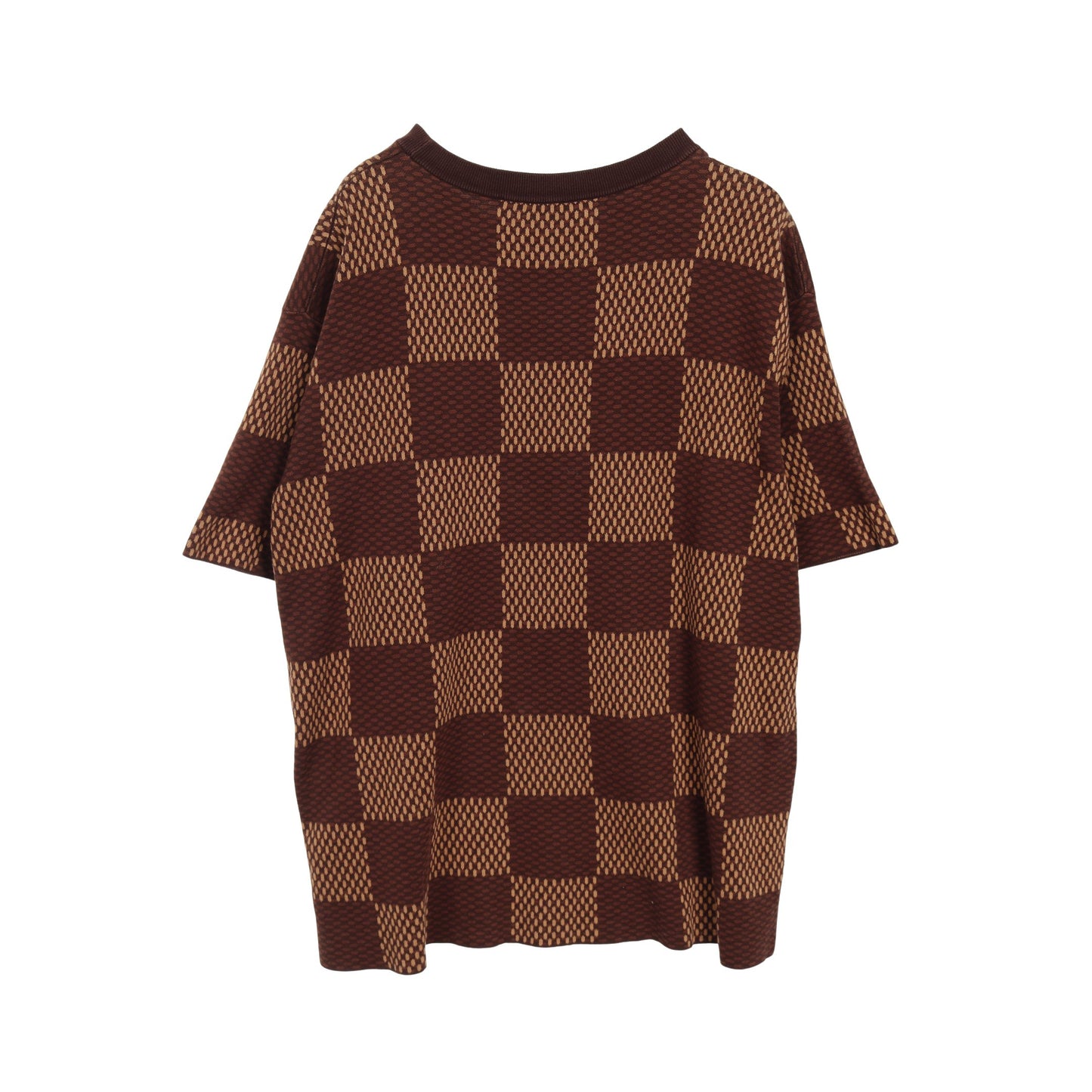 ショートスリーブコットンダミエクルーネックウィズストラスLVパッチ Tシャツ コットン ブラウン 24SS ルイヴィトン トップス LOUIS VUITTON