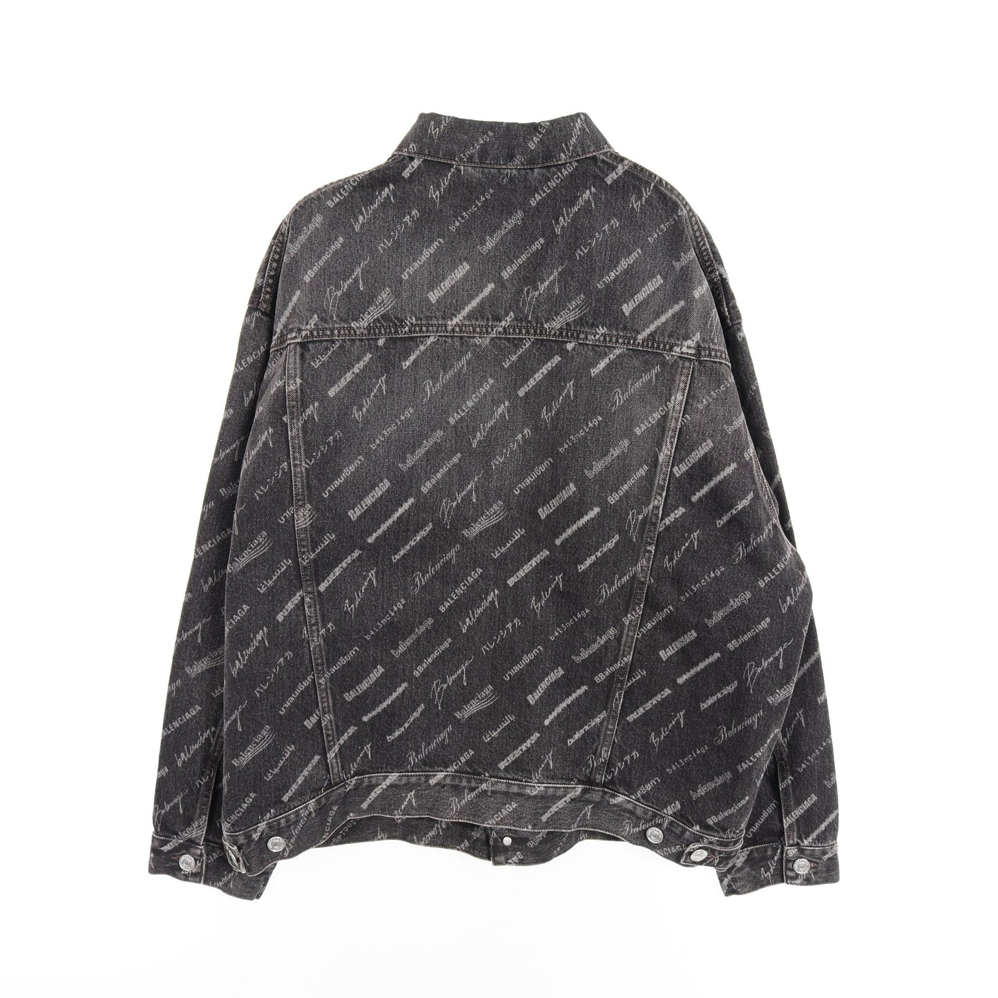 オールオーバーロゴ ラージフィット デニムジャケット コットン ブラック バレンシアガ アウター BALENCIAGA