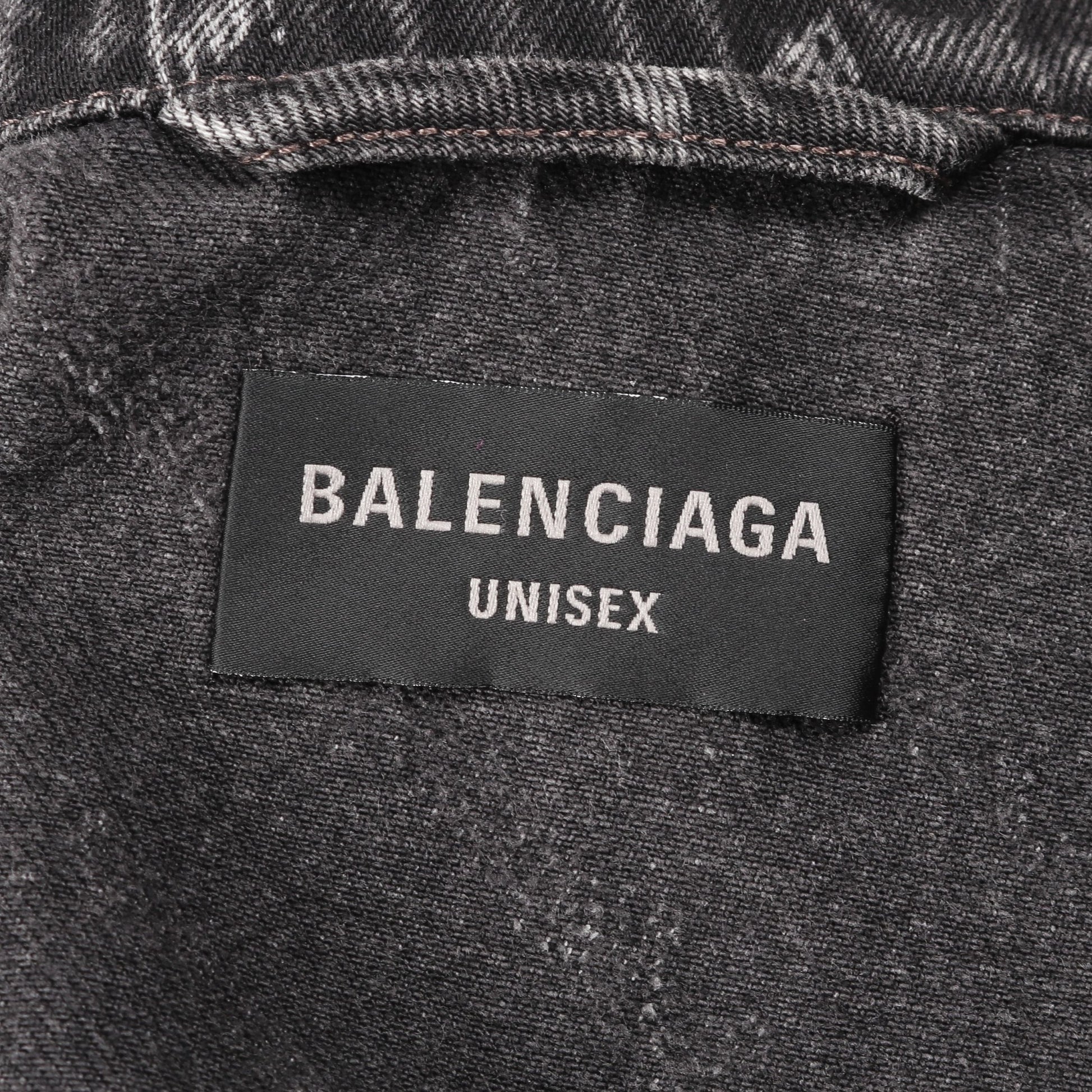 オールオーバーロゴ ラージフィット デニムジャケット コットン ブラック バレンシアガ アウター BALENCIAGA