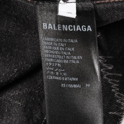 オールオーバーロゴ ラージフィット デニムジャケット コットン ブラック バレンシアガ アウター BALENCIAGA