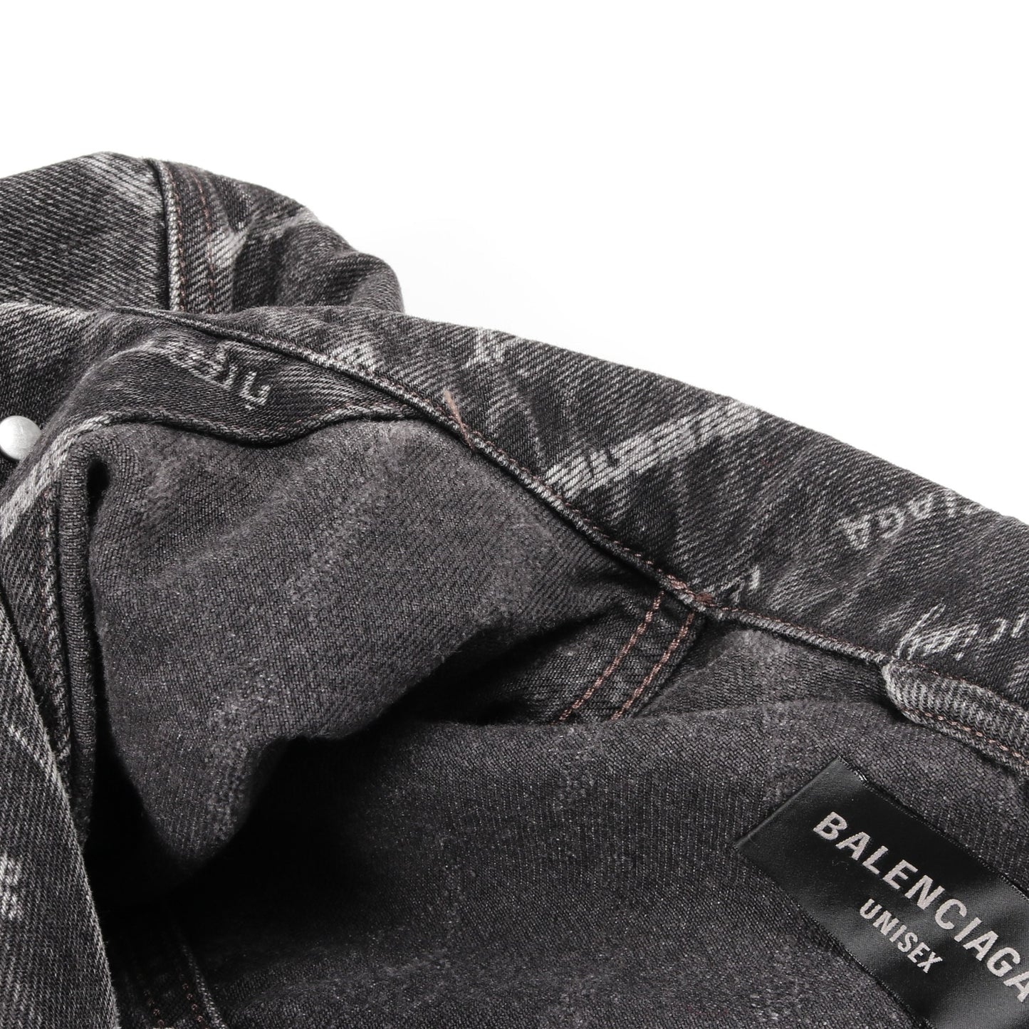 オールオーバーロゴ ラージフィット デニムジャケット コットン ブラック バレンシアガ アウター BALENCIAGA