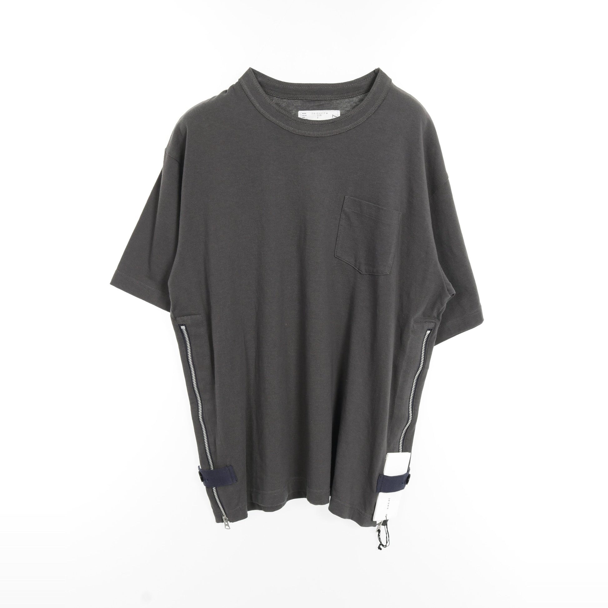 Tシャツ クルーネック コットン ダークグレー サカイ トップス sacai