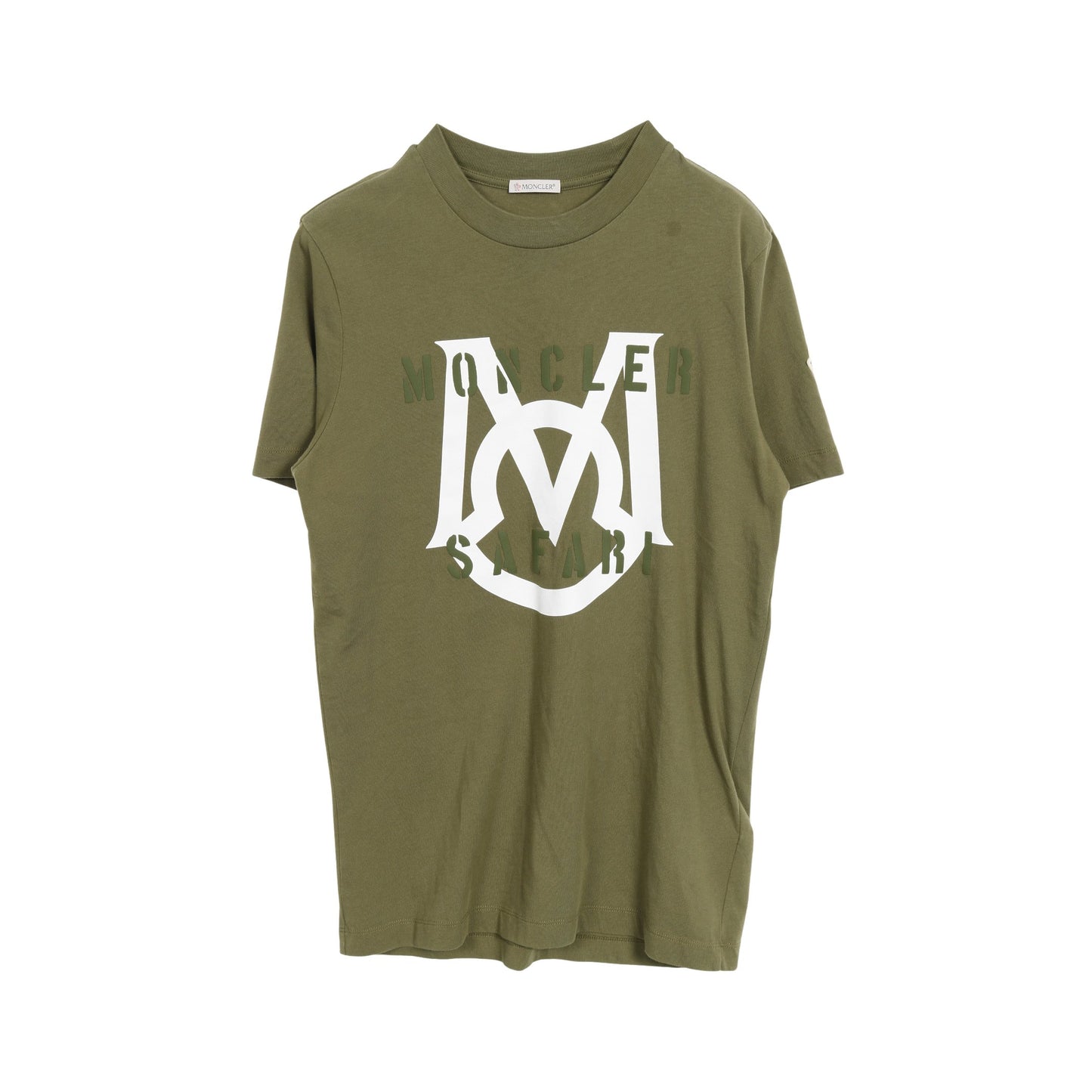 サファリイニシャルプリント Tシャツ クルーネック コットン カーキグリーン モンクレール トップス MONCLER