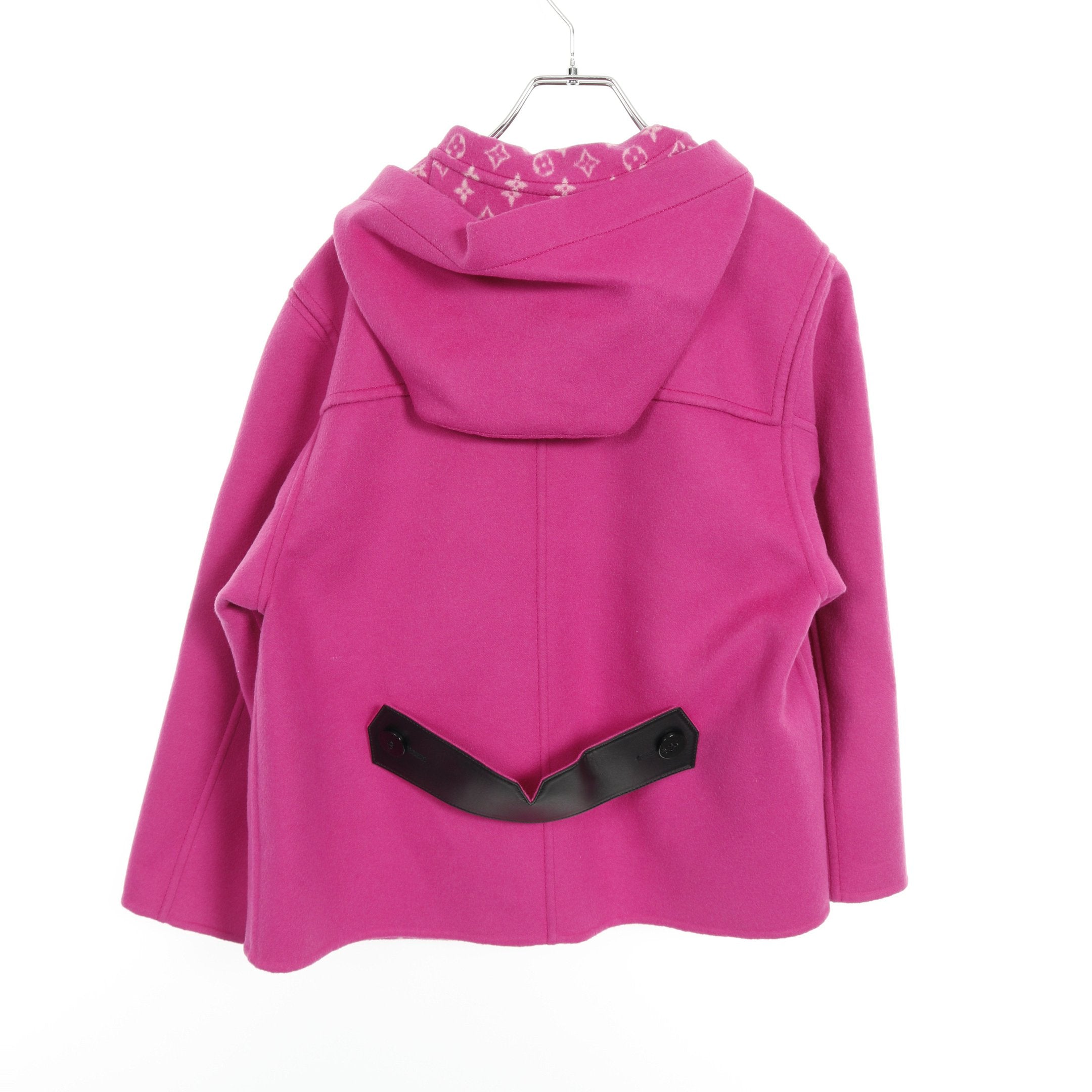 【極上美品】LOUIS VITTON ルイヴィトンハーフトレンチコートピンク コート ウール シルク ピンクパープル フード付き 裏地