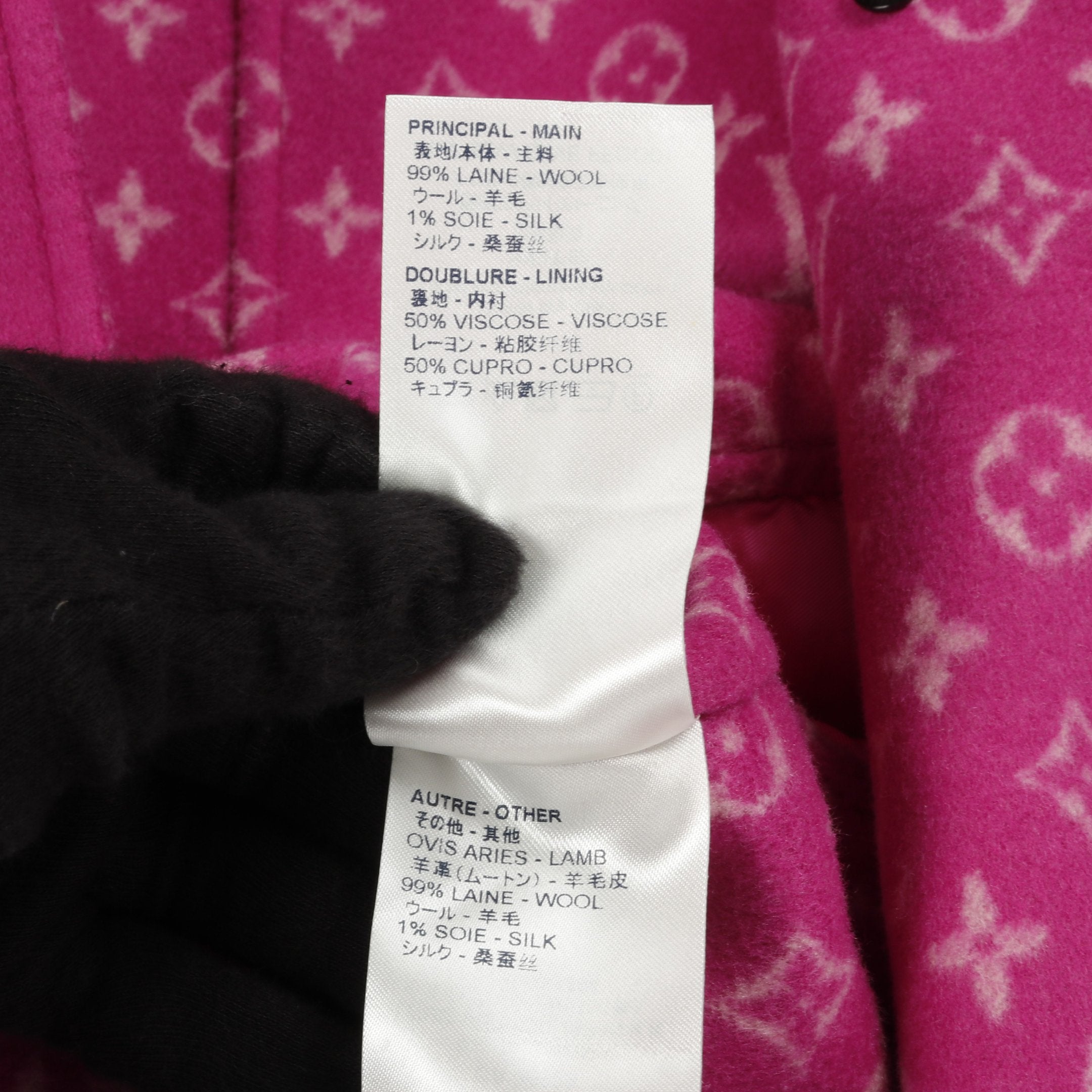 【極上美品】LOUIS VITTON ルイヴィトンハーフトレンチコートピンク コート ウール シルク ピンクパープル フード付き 裏地