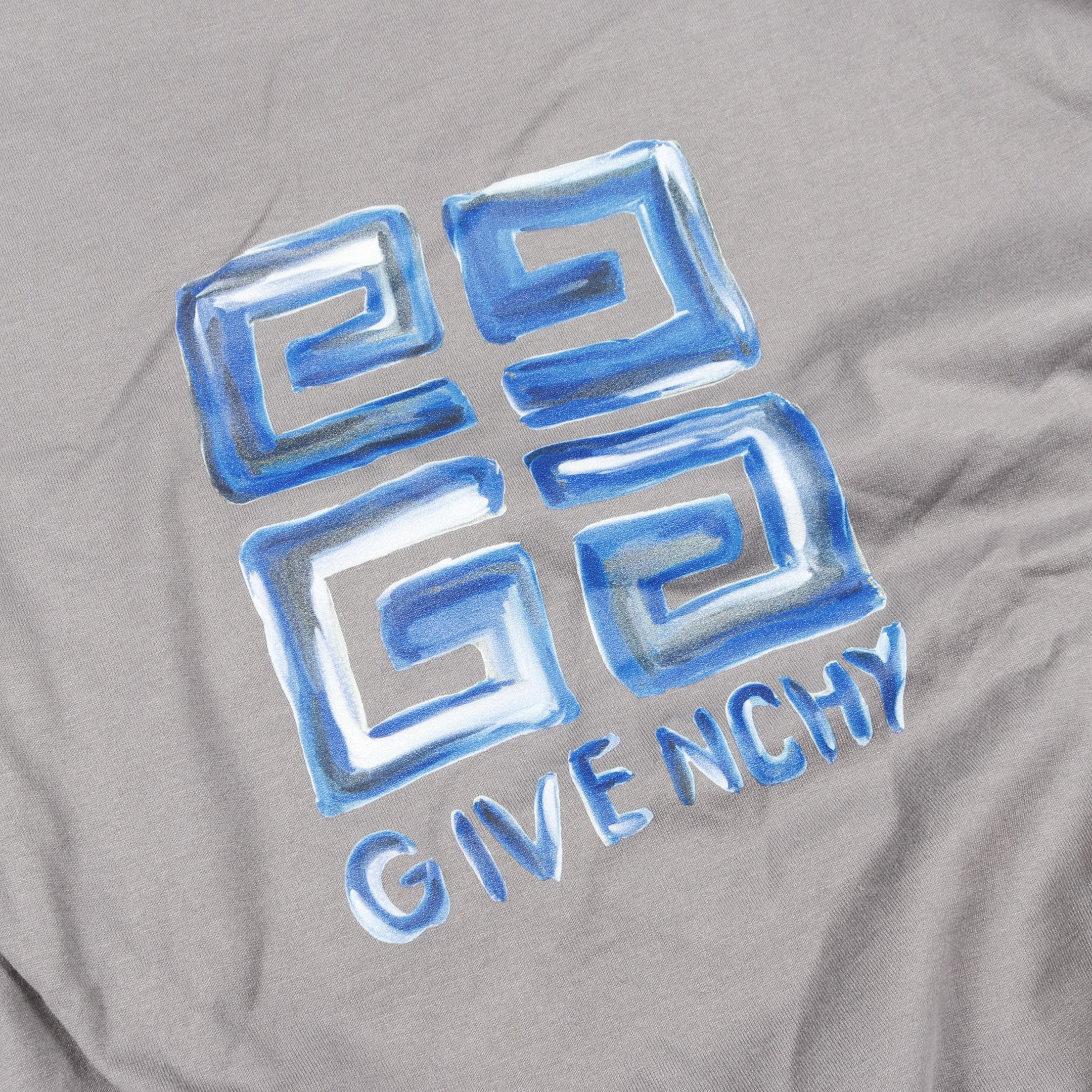 4G スケッチロゴ Tシャツ クルーネック 半袖 コットン グレー