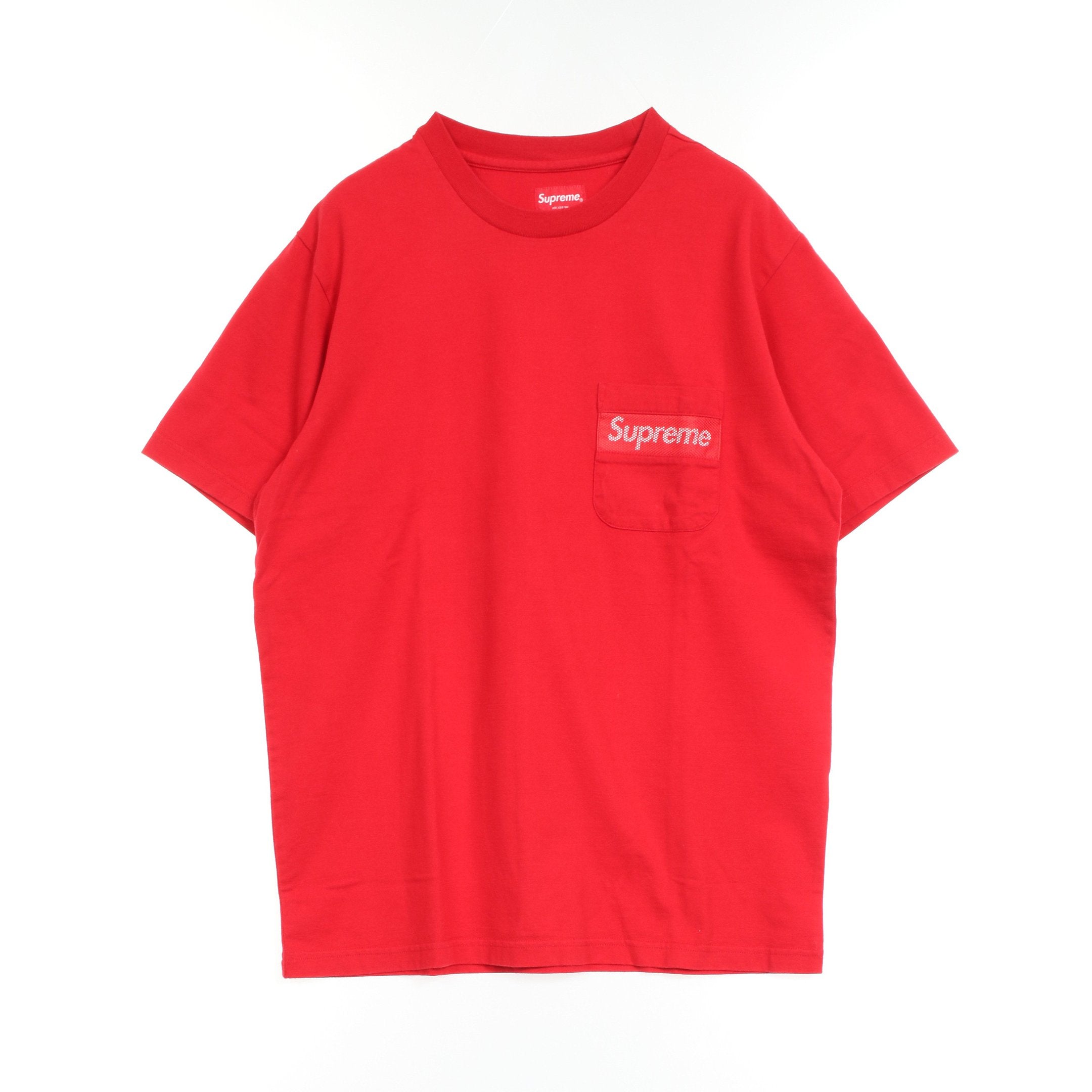 極美品 Supreme シュプリーム Mesh Stripe Pocket メッシュ ストライプ ポケットＴシャツ レッド コットン サイズM 中古 4b012635 Mesh Stripe Pocket Tシャツ コットン レッド 19SS シュプリーム – RECLO