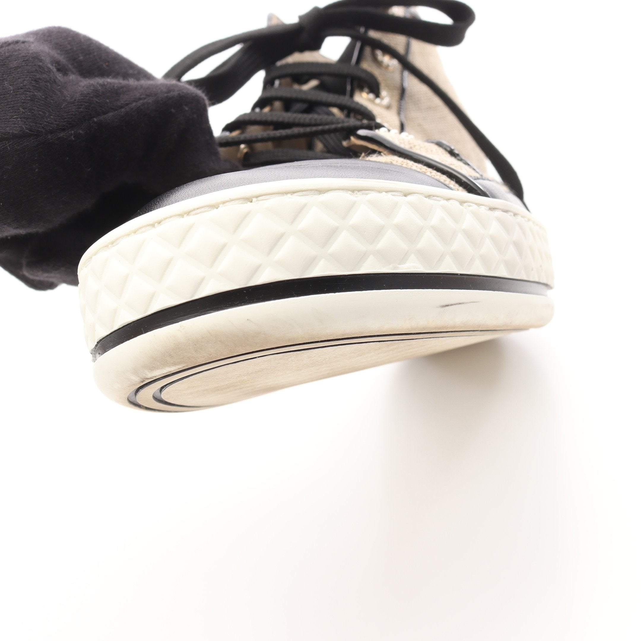 ココマーク ハイカットスニーカー キャンバス レザー ベージュ